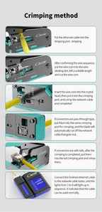 CNCOB RJ45 Pass Through Crimping Tool for Cat8 Cat7 6A Cat6/5e Ethernet Modular Plugs Ends Connectors, All-in-One, RJ11 Crimp