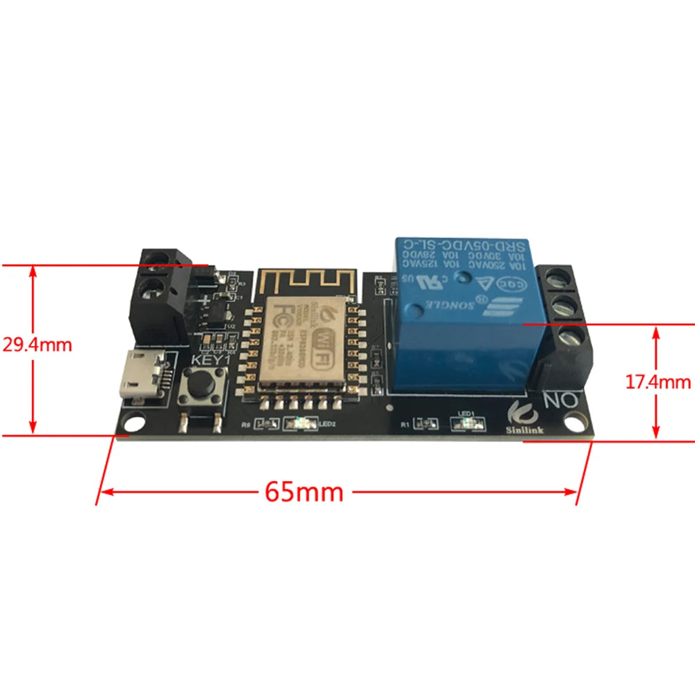 Sinilink WIFI Mobile Phone Remote Control Relay Module DC5V DC6~36V Smart Home Phone APP ESP-12F Long Range Remote Control Board