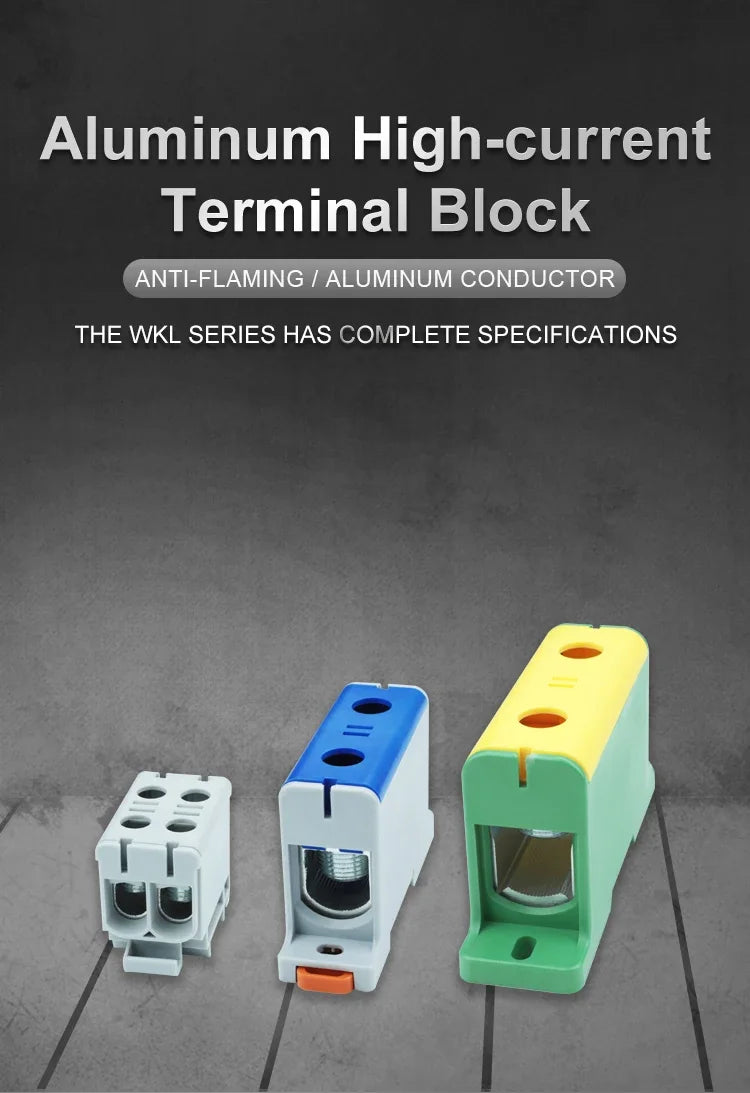 Aluminum Distribution Block Din Rail Mounting WKL 50/95/150/240 mm² Cable Power Connector Terminal Block Box