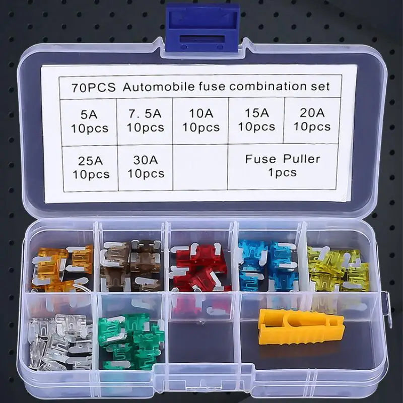 New·71Pcs 5A 7.5A 10A 15A 20A 25A 30A Mixed Sizes Low Profile Kit Micro Mini Blade Fuse Auto Car Truck Motorcycle Fuses