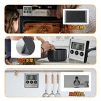 Wireless Digital Food Thermometer with Remote for Kitchen Oven BBQ Grill - Manual Set Temperature Probe Meat Timer