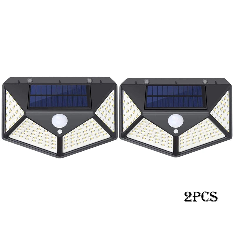 1-12 Pack Solar Lights Outdoor 100 LED Wall Lamp Motion Sensor Lights Waterproof Solar Street Light for Garden Porch Yard Garage