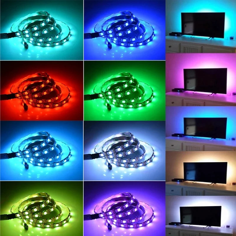 RGB LED Lights with Battery USB 5V LED Strip Lights IR Remote Control Flexible Ribbon Tape for Home Room TV Backlight Decor