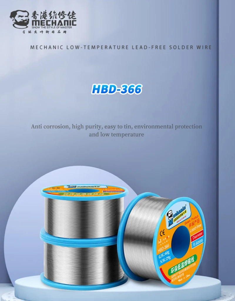 MECHANIC Lead-Free Solder Soldering Wire 0.3/0.4/0.5/0.6/0.8mm 40g Welding Tin Wire Soldering Wire Roll