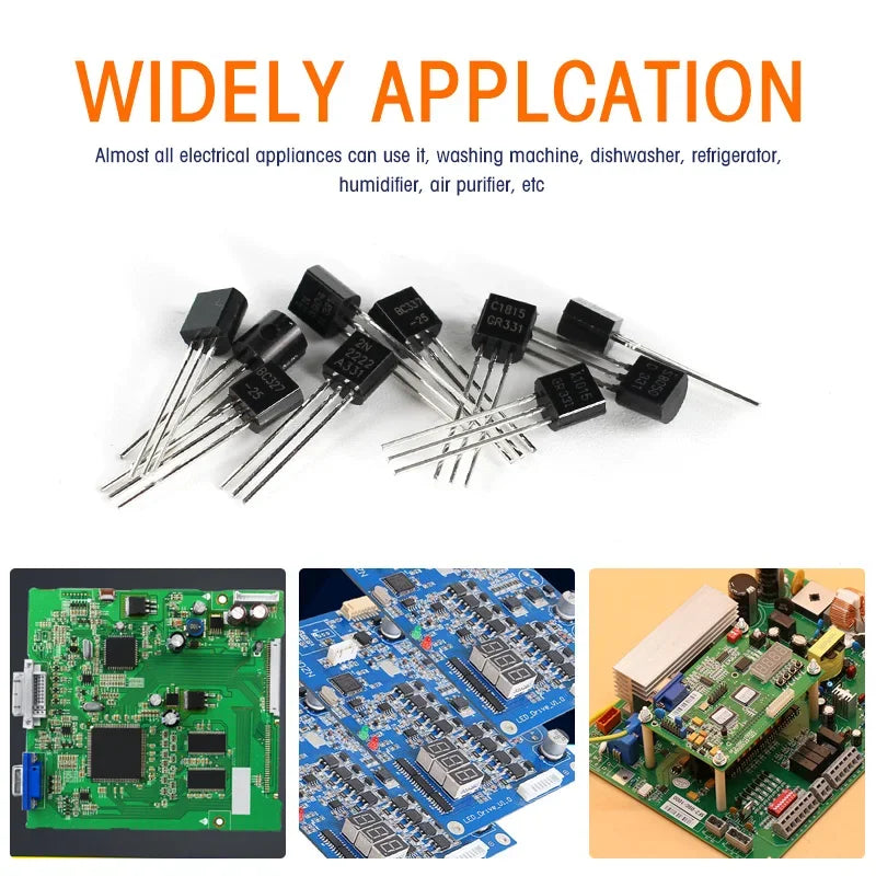 100/200PCS Triode Transistor Set BC337 BC327 2N2222 2N2907 2N3904 2N3906 S8050 S8550 A1015 C1815 TO92 PNP NPN Transistors kit