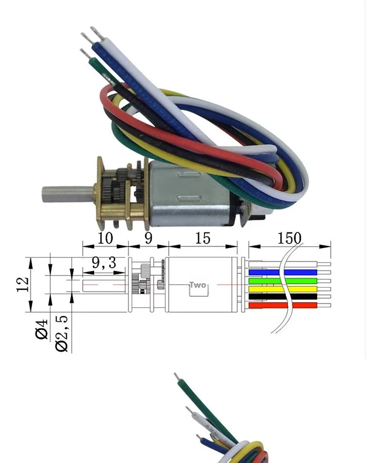 N20 Encoder Motor with Hall Sensor, 6V DC Micro Gear Motor Low Speed, M4 Threaded Shaft for DIY Robotics and Models