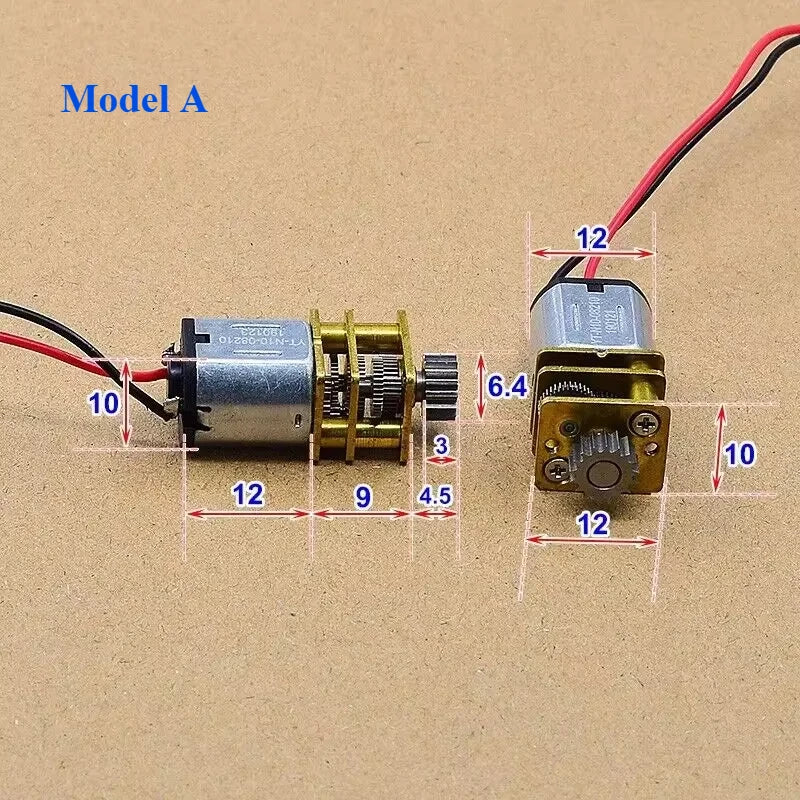 1PC Mini N10 Full Metal Gearbox Gear Reduction Motor DC 3V 5V 6V Slow Speed Smaller Than N20 Motor for 3D Printing Pen/ Robot