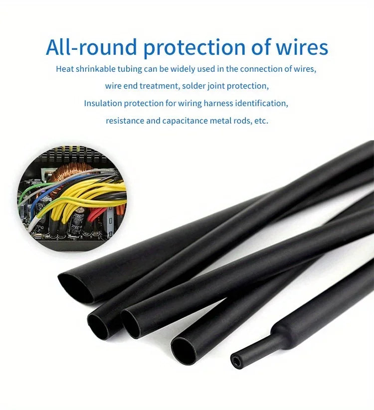 8ft/ 2.4m Length Heat Shrink Tubing Kit, 3:1 Ratio Marine Heat Shrink, Large Marine Dual Wall Adhesive Shrinkable Wire Wrap Tube