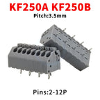 (10 pcs) KF250 3.5mm -1 -2 Spring Loaded PCB Terminal Block KF250A KF250B 3.5 Screwless Press Type 250A B Side Small Pitch 2-12P