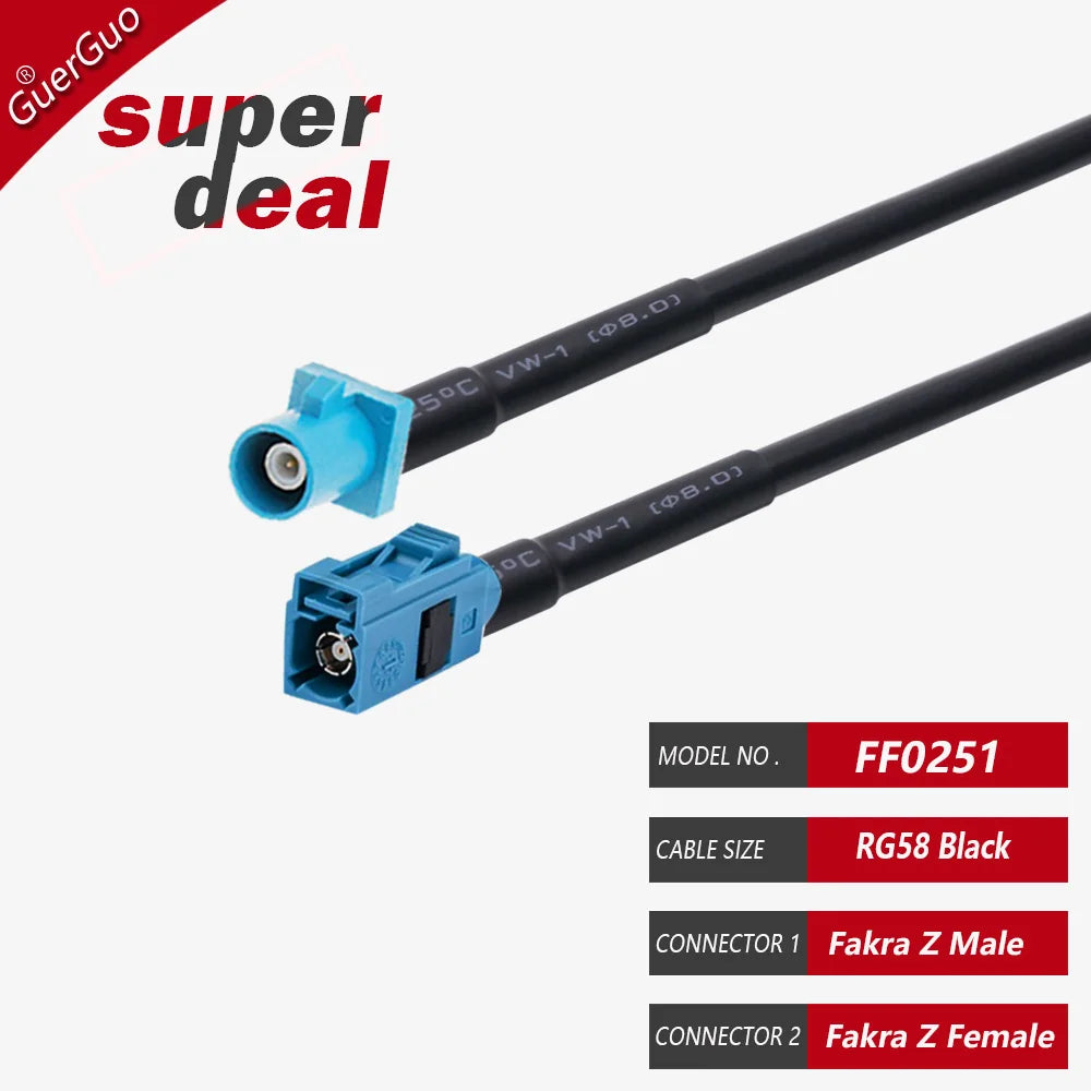 RF Coaxial RG58 Cable Fakra Cable Code C Z Male Plug to Fakra C Z Female Jack Wire Harness Fakra Jumper Auto Cable