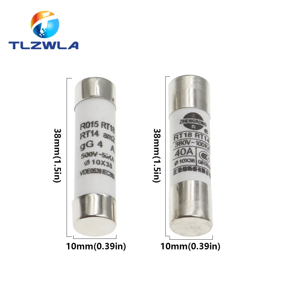 5PCS 10*38 Fast blow Ceramic Fuse 10X38MM Fuse 380V 500V 0.5A 1A 2A 3A 4A 5A 6A 8A 10A 16A 20A 25A 32A 40A RO15 RT18 RT14