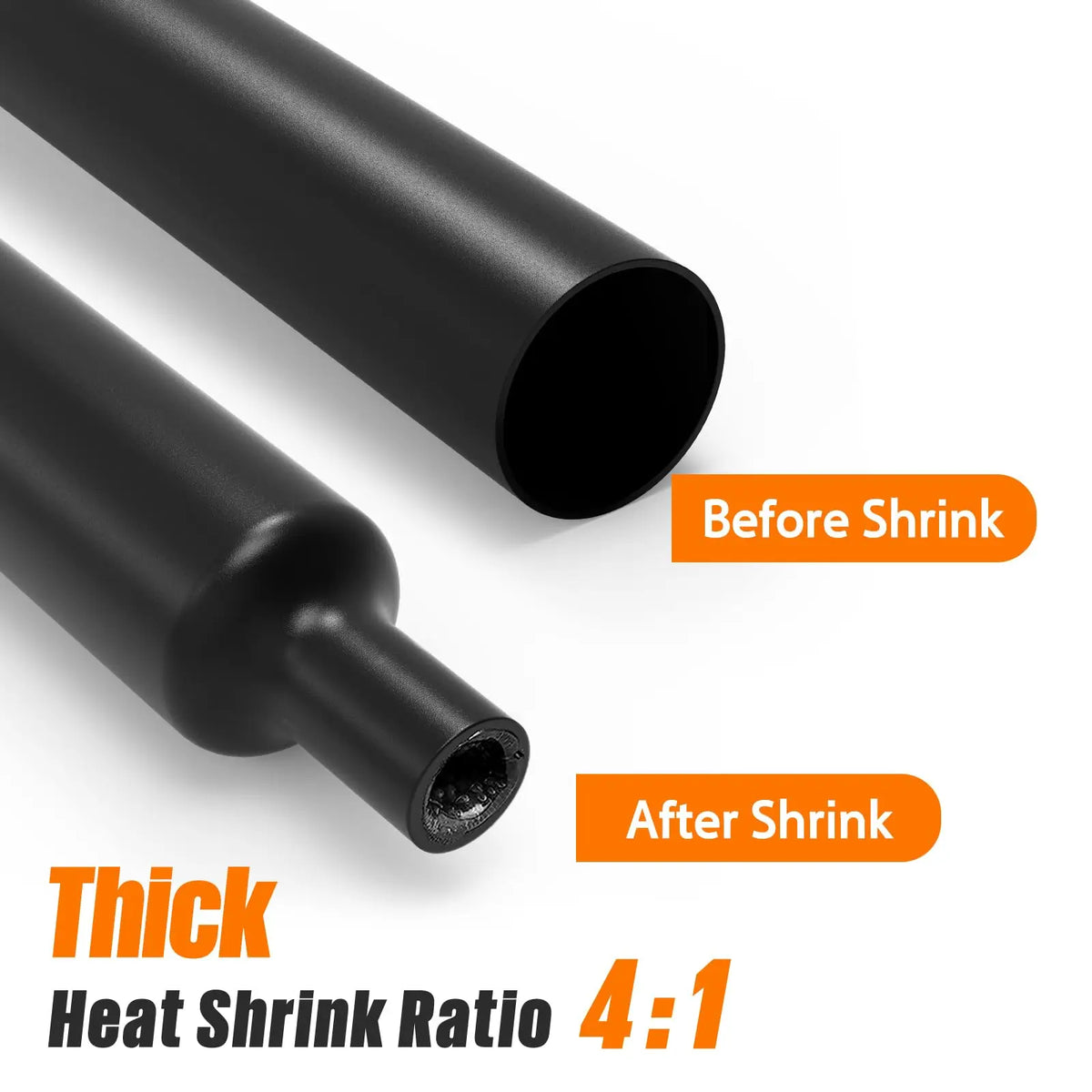 5 Sizes 90mm/3.54inch Heat Shrink Tubing Kit 75 Pcs 4:1 Ratio Adhesive Lined Dual Wall Tube Marine Grade Heatshrink Wrap Tubes