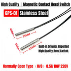 5PCS Stainless Steel GPS-01 Reed Contact Switch Normally Open NO 10W 220V Magnetic Control Tube 25MM Waterproof Induction Sensor