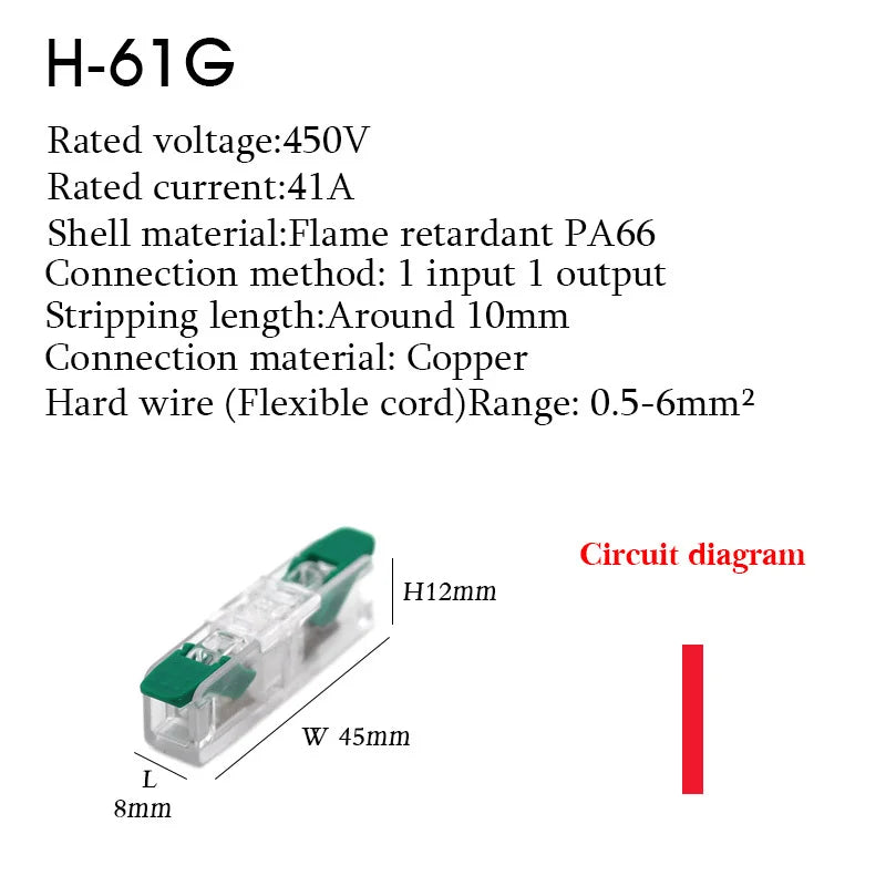 Wire Connector Electrical Terminal Blocks Splitter Led Push in Quick Connectors Conductor Cable  Junction Box 0.5-6mm²