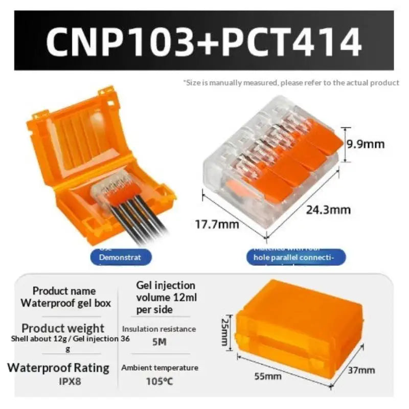 New! 1 Set Waterproof CNP106 IPX8 Mini Gel Wire Connector Junction Box Outdoor Easy Universal Wiring Rainproof Terminal Blocks