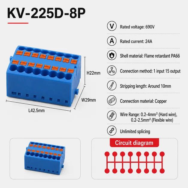 DIN Rail Terminal Block 1/5/10PCS 2.5mm2 Push In Quick Connect Electrical Wire Connector Modular Power Distribution Block