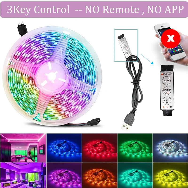 1-20M USB LED Strip Lights WIFI APP Control Color Changing 5050 RGB Led Light Flexible Lamp Tape for TV Backlight Room Decor
