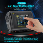 HTRC K6 Pro Lipo Charger Touch DC 400W AC 200W 12Ax2 RC Charger Discharger For LiPo LiHV LiFe Lilon NiCd NiMh Pb Battery Balance