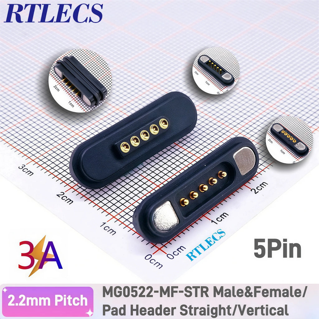 3A Magnetic Spring Loaded Pogo Pin Connector 24VDC LED Snap-on JST SM JR Servo Extended Cable 5/6/7/8/9 Pin Male Female Blind