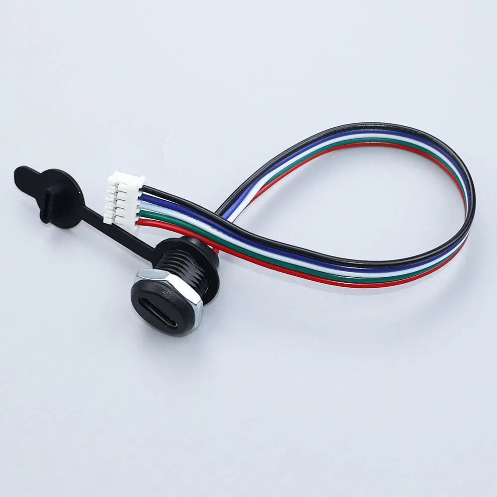 JCD 2/4/5Pin Type C Connector With Line Nut Locking Plate PH 2.0 Waterproof Cap High Current Fast Charging Jack USB C Port