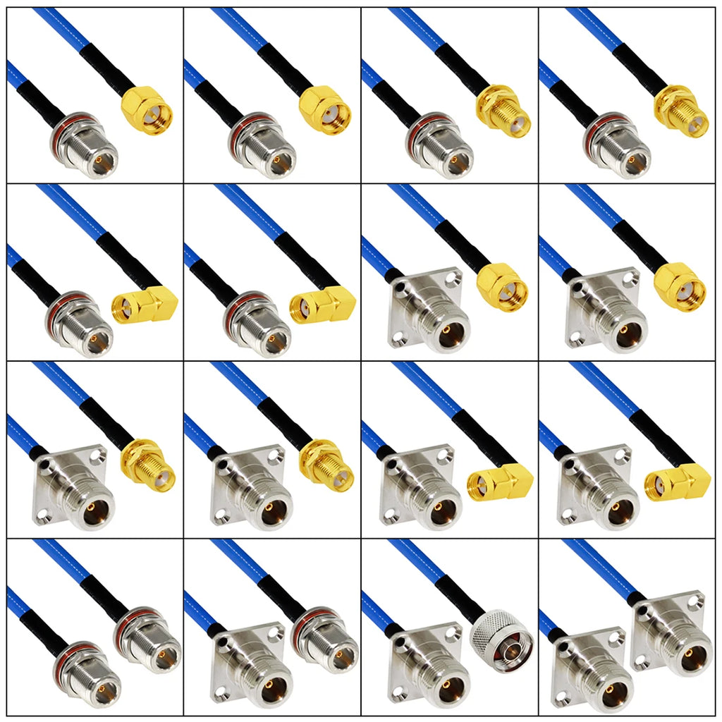 1PC SMA Male Female RP Angle to N Type Plug Jack Panel Mount Pigtail Cable RG402.141" Blue Jacket 20cm/50cm/100cm