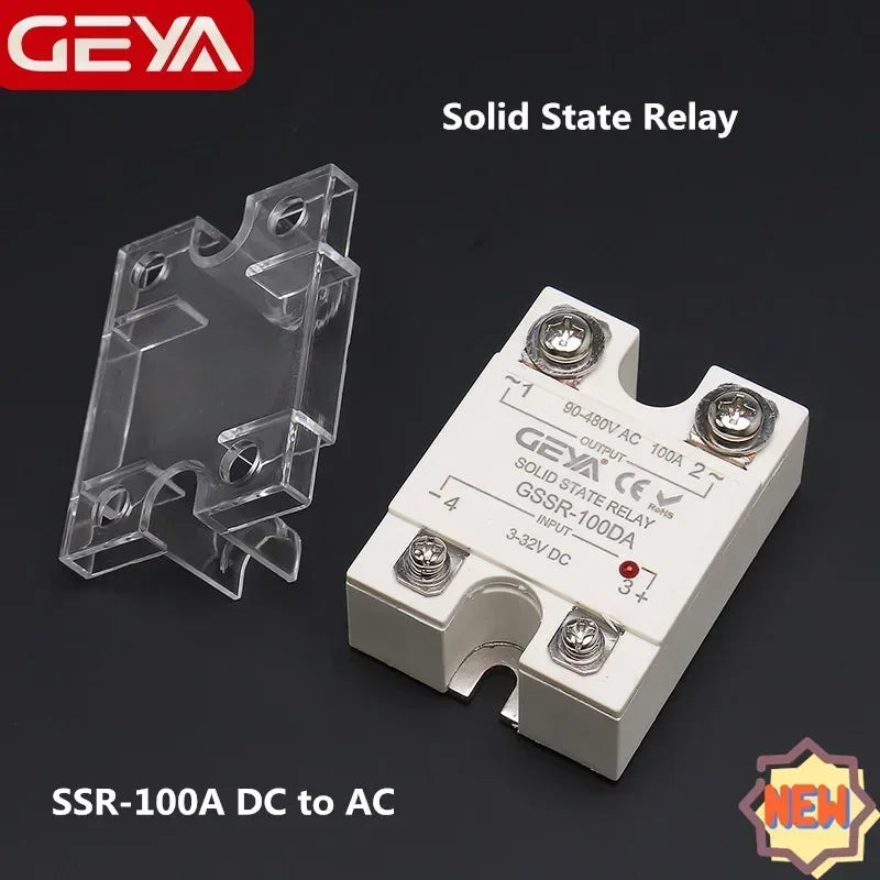Big Sale GEYA Single Phase Solid State Relay SSR 40DA/60DA/80DA/100DA DC control AC with Pastic Cover 100A SSR DA