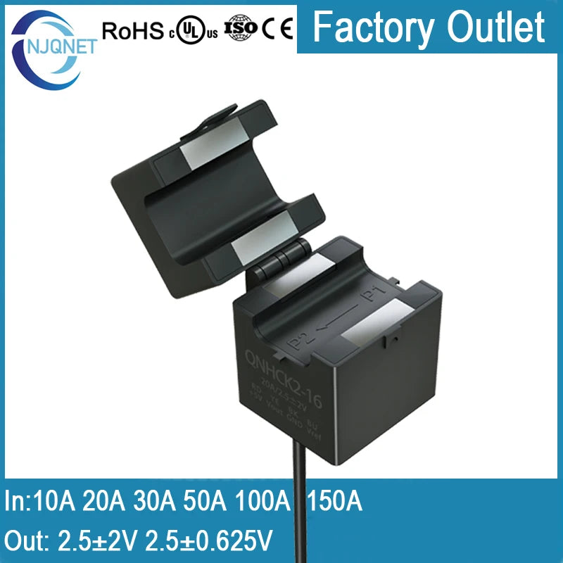 Split Core Current Sensor Hall Effect 10A 20A 30A 50A 100A 150A 2.5V 0.625V 2.5 2V Clamp CT DC Current Transducer HSTS016L