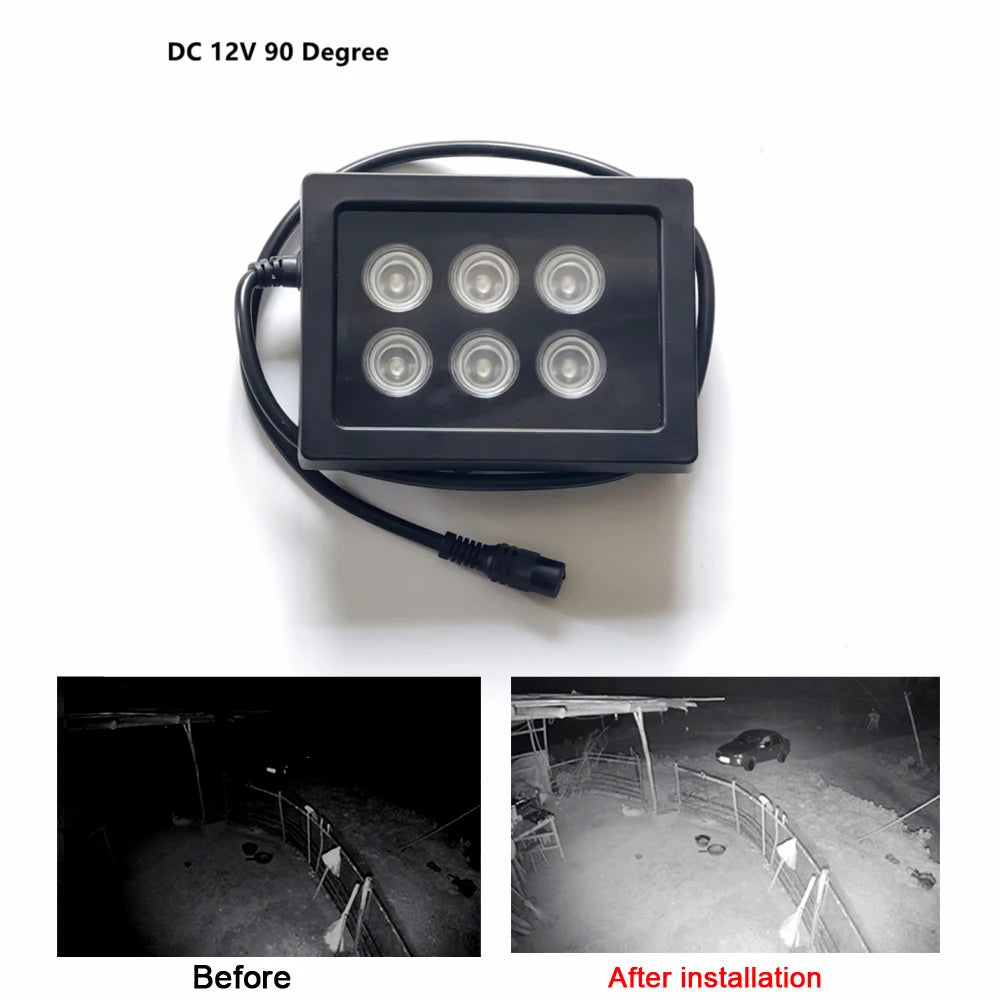 Outdoor CCTV Lamps DC12V Waterproof 6Pcs LEDS IR Illuminator Array Infrared Lights 850nm IR Night Vision Black Color
