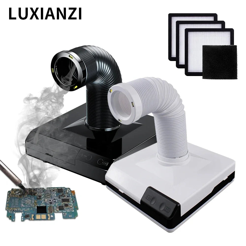 LUXIANZI 60w Soldering Smoke Absorber ESD Fume Extractor LED Light Activated Carbon Filter Sponge Solder Smoking Instrument 220v