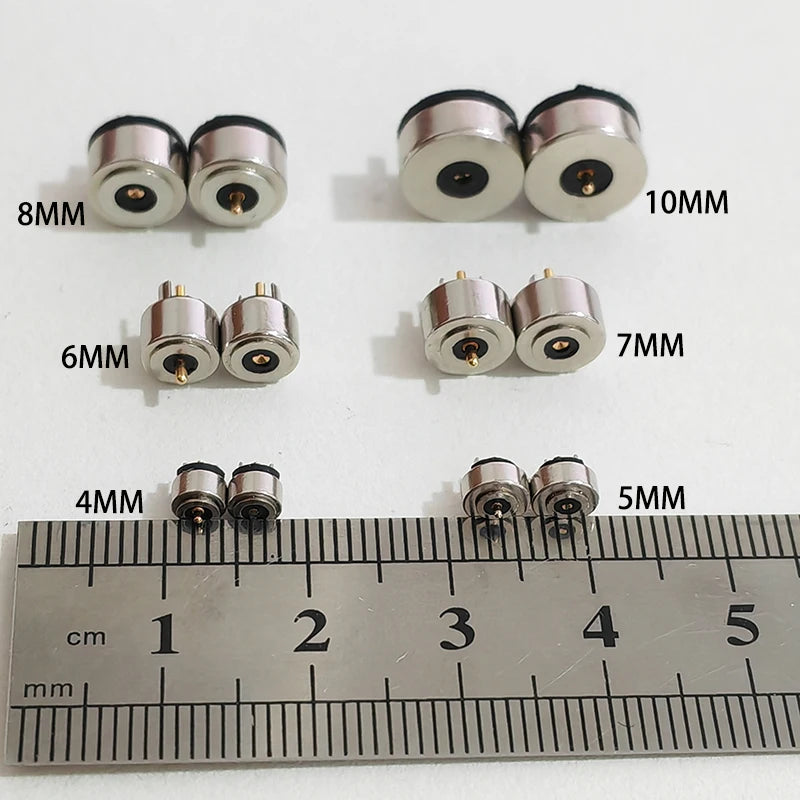 4/5/6/7/8/10mm Circular Magnetic 2Pin Male And Female Pogo Pin Connector 12V 2A Gold-plated For DIY Charging Of Smart Watches
