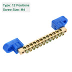 1/2/4Pc Blue Terminal Ground Bar Screw Block Barrier Brass Strip 4/6/8/10/12Positions for Electrical Distribution Box Connection