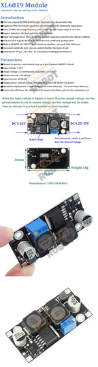 XL6019 (XL6009 Upgrade) Automatic Step-Up Step-Down Dc-Dc Adjustable Converter Power Supply Module 20W 5-32V to 1.3-35V