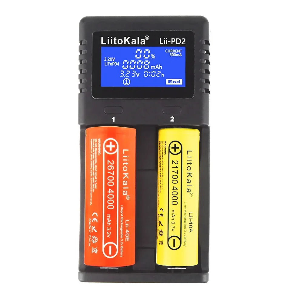 LiitoKala Lii-PD2 Lii-PD4 LCD Lipo Battery Charger For 21700 20700 18650 18350 26650 22650 14500 NiMH Smart Full Automatic Stop