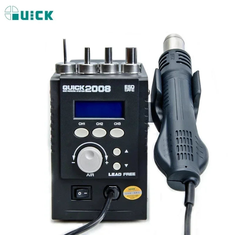 QUICK 2008 Original ESD Lead-Free Digital Display Heat Gun Welding Rework Soldering Station Mobile Phone Maintenance Air Gun