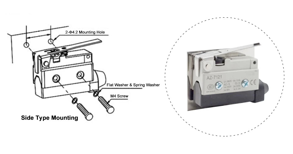 YIDI Waterproof Micro Limit Switch 10A 250V Roller Lever Arm AZ-7312 AZ-7311 AZ-7121 Horizontal Type