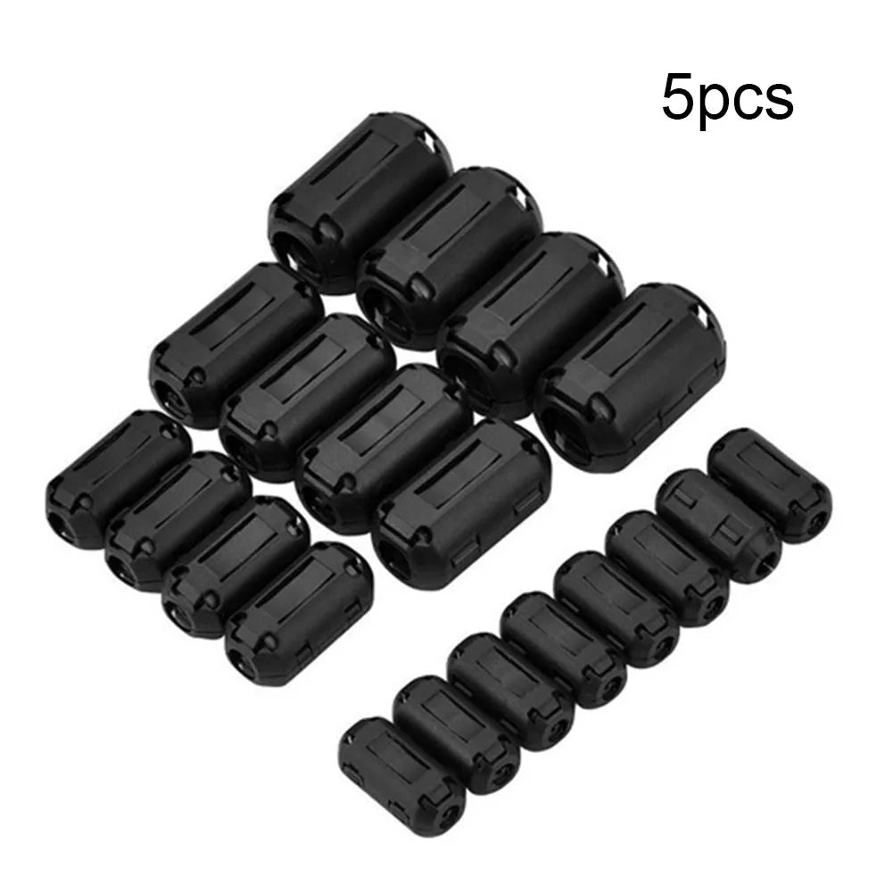 5Pcs 3.5/5/7mm Toroidal Core Ferrite Bead Clip Choke RFI Noise Filter Clip Noise Suppressor Filter Ring Wiring Cable Clamp Tools