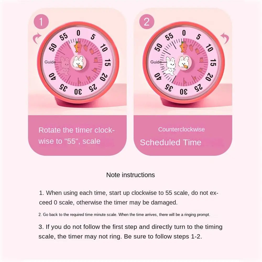 Cute 60-Minute Visual Timer with Stand Stopwatch Alarm Clock Mechanical Timer Visualization Magnet Countdown Clock Kids Study