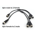 M12 4 Pin core Aviation Head to Aviation Head Male to 2 Female to 2 male Extension Y Splitter Cable Adapter for Camera Connector