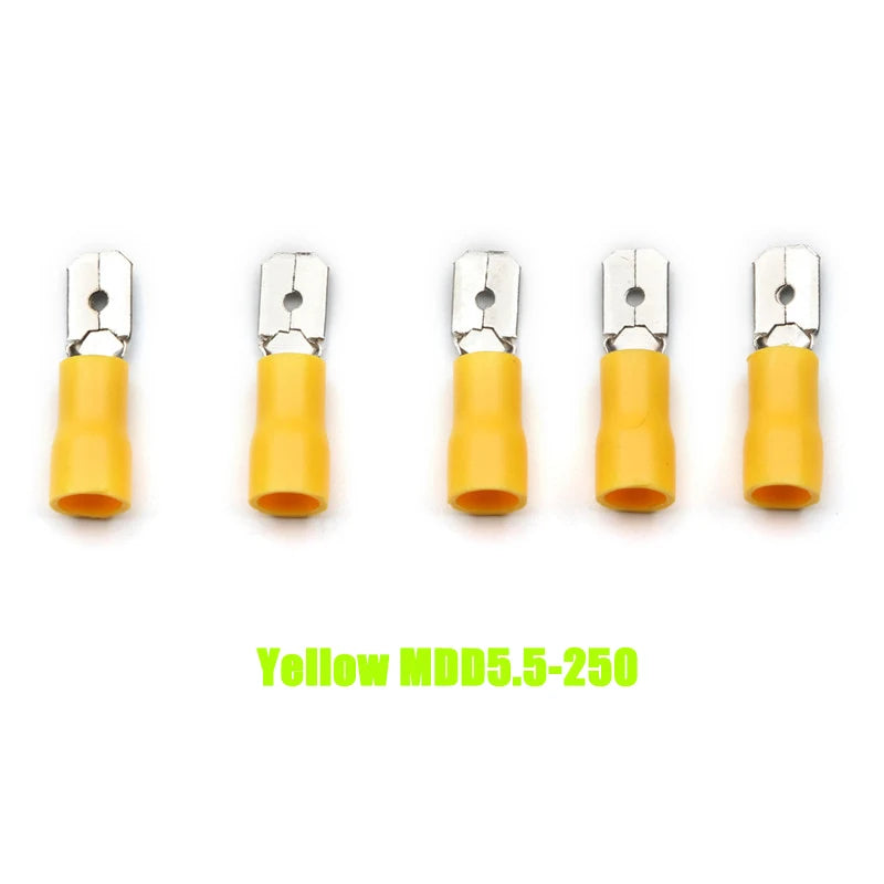 20/50/100Pcs Red + Blue 6.3mm Female Insulated Spade Crimp Terminal Wire Connector For 0.5-2.5mm Electrical Wire Cable Connecors