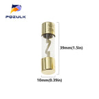 5PCS 10*38 Gold Plated Glass AGU Fuse Fuses Pack Car Audio Amp Amplifier 10A 15A 20A 25A 30A 40A 50A 60A 70A 80A 100A
