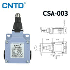 Limit Switch CNTD CSA 003 Roller Plunger Actuator IP66 10A 250VAC 1NO1NC Metal Housing Travel Switch for Industrial Control Mach