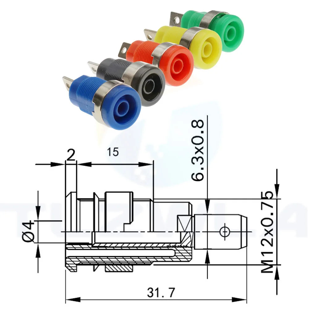 5PCS 4MM Banana Plugs Female Jack Socket Plug Wire Connector Multimeter Socket Banana head Female