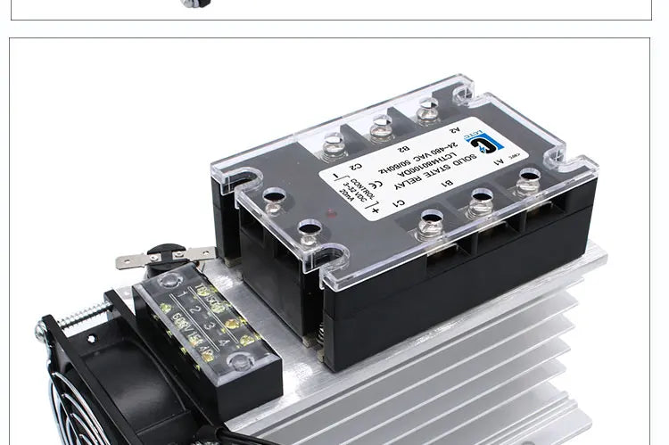 LCTC Three Phase Solid State Relay SSR Zero Cross 3-phase Load Relay 3-32VDC Control With Radiator 380V10A 25A 40A 60A 80A 100A