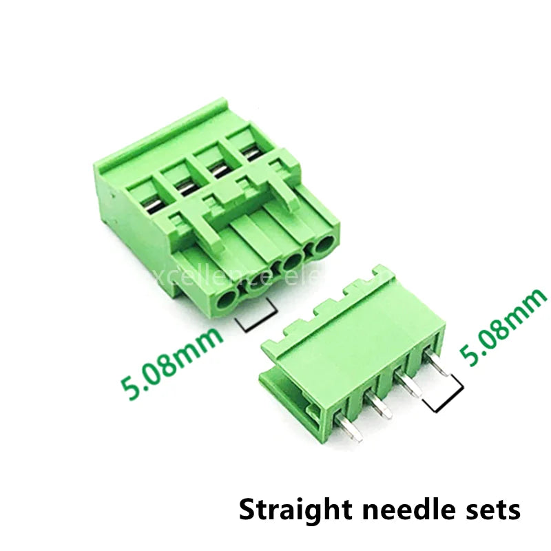 5Sets 2EDGKA-5.08mm Plug-in PCB Wiring Terminal Vertical Side Outlet Plug Complete with Straight Bent Needle Holder