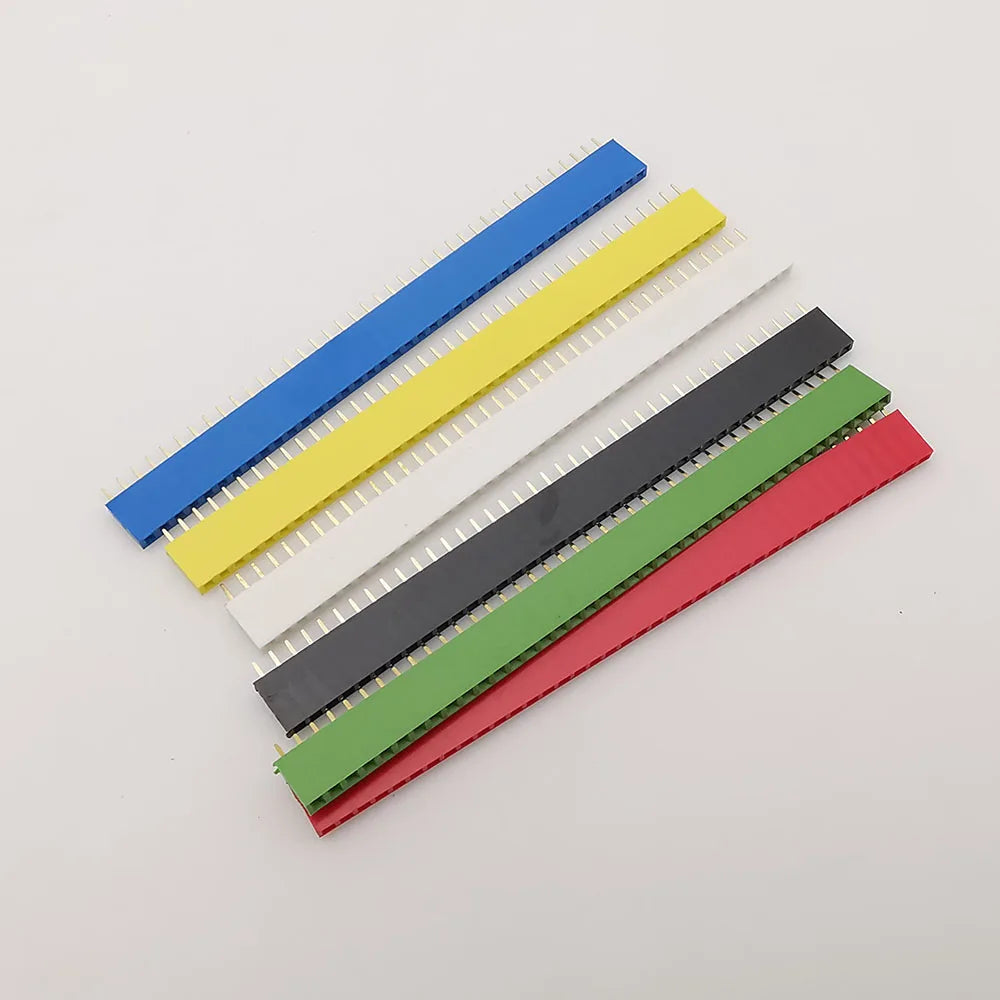 10Pair Single Row Pin Female Header Socket Pitch 2.54mm 40 Pins Connector 1x40P DIP Male Plug Header PCB Board Strip for Arduino