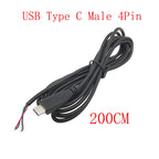 USB Type C Power Supply Cable 2/4 Pin Male Female Socket Type-C Plug Connector Adapter For Data Charging Cables Wires Repair DIY