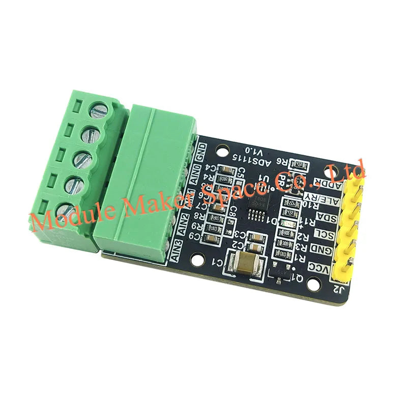 ADS1115 4-Channel 16-Bit High Precision ADC Converter Module, Programmable Gain Amplifier, I2C Interface, for Data Acquisition