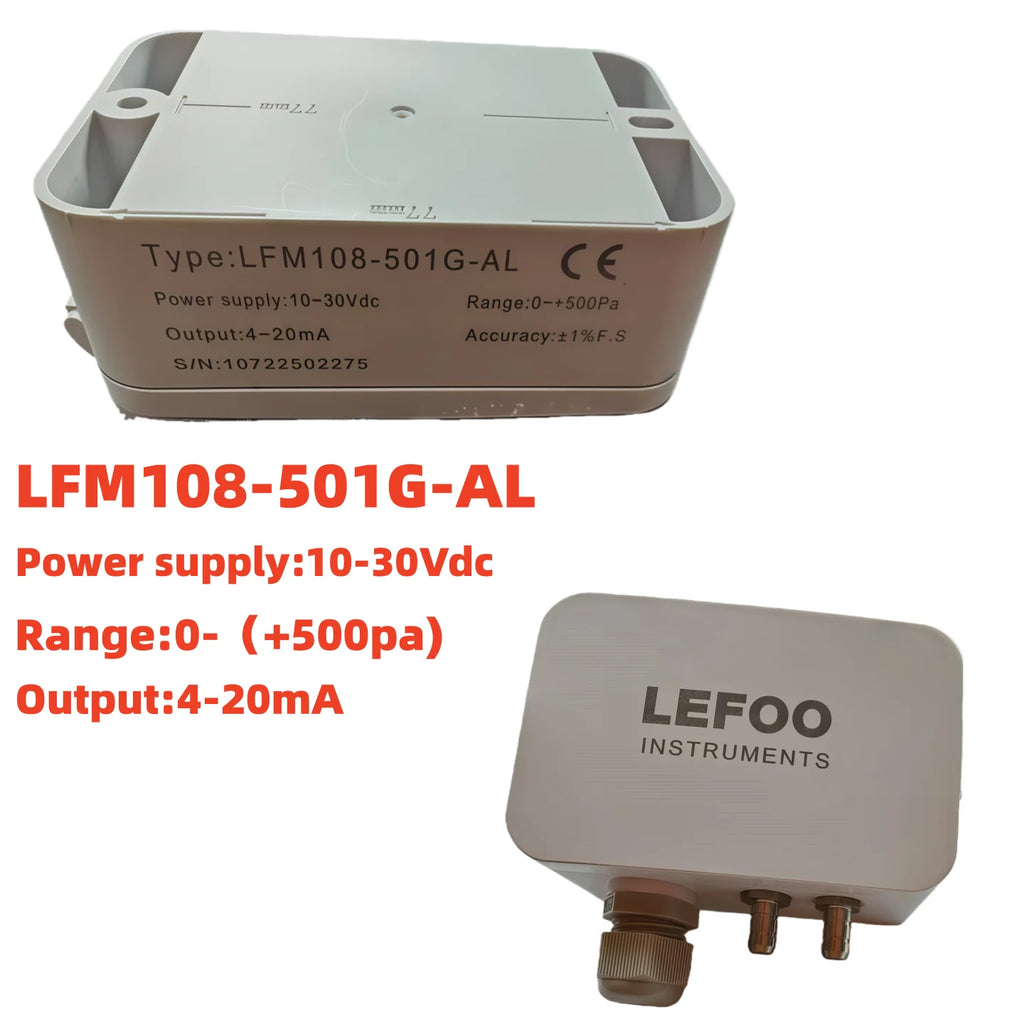 LEFOO 4-20mA Differential Pressure Transmitter Micro Sensor Measuring Air & Neutral Gas for EMS, HVAC, VAV, FC LFM108