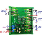4ch 500 Celsius PT100 Thermocouple RTD Temperature Sensor RS485 Temperature Sensor Module Modbus RTU Board Paperless Recorder
