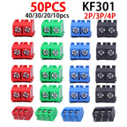 10/20/50Pcs/lot KF301-5.0-2P KF301-3P KF301-4P Pitch 5.0mm Straight Pin 2P 3P Screw PCB Terminal Block Connector Blue Green